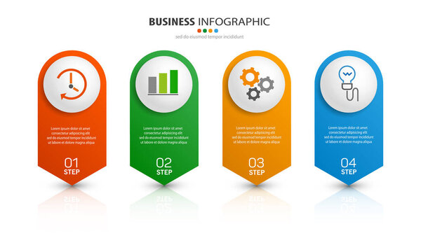 Vector infographic template with icons and 4 options or steps. Infographics concept for business. Can be used for presentations banner, workflow layout, process diagram, flow chart, info graph