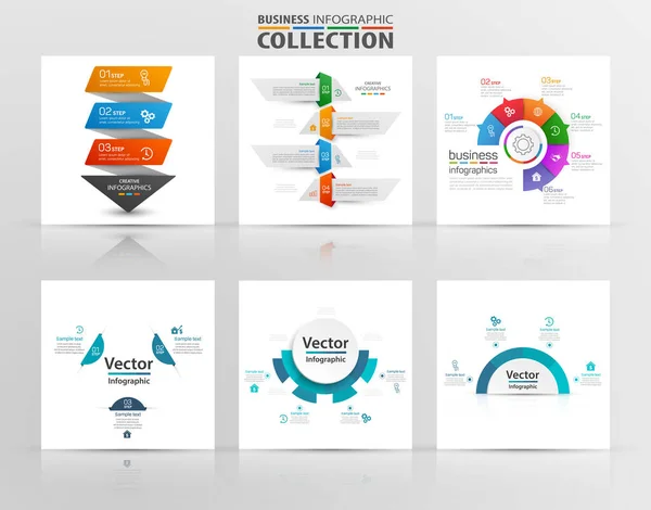 Collection Business Infographic Options Parts Steps Processes Can Used Workflow — Stock Vector