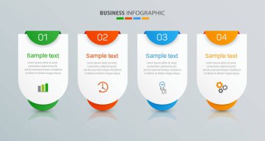 4 seçenekli vektör bilgi şablonu, iş akışı, işlem şeması. Çalışma akışı düzeni, diyagram, yıllık rapor, web tasarımı, adımlar veya süreçler için zaman çizelgesi bilgi tasarım vektörü kullanılabilir 