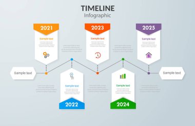 Zaman çizelgesi bilgi şablonu tasarımı. İş akışı düzeni, diyagram, yıllık rapor, web tasarımı, adımlar veya süreçler için kullanılabilir 