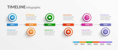 Zaman çizelgesi bilgi şablonu tasarımı. İş akışı düzeni, diyagram, yıllık rapor, web tasarımı, adımlar veya süreçler için kullanılabilir 