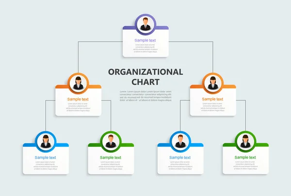 Gráfico Organizacional Corporativo Com Ícones Avatar Negócios Elementos Infográficos Hierarquia — Vetor de Stock