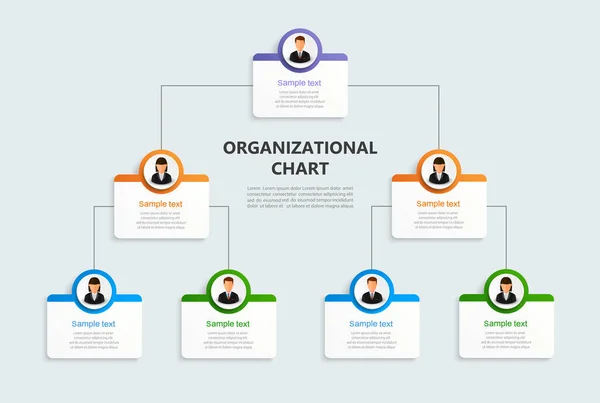 Corporate Organisatieschema Met Business Avatar Pictogrammen Bedrijfshiërarchie Infografische Elementen Vectorillustratie Vectorbeelden