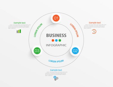 3 seçenek, adım ya da süreç içeren ticari bilgi tasarım şablonu. İş akışı düzeni, diyagram, yıllık rapor, web tasarımı için kullanılabilir