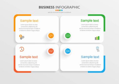 4 seçenek, adım ya da süreç içeren ticari bilgi tasarım şablonu. İş akışı düzeni, diyagram, yıllık rapor, web tasarımı için kullanılabilir