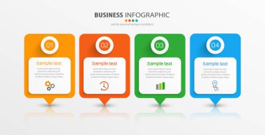4 seçenek, adım ya da süreç içeren ticari bilgi tasarım şablonu. İş akışı düzeni, diyagram, yıllık rapor, web tasarımı için kullanılabilir