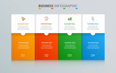 İş için 4 seçenekli bilgi şablonu. İş akışı düzeni, diyagram, yıllık rapor, web tasarımı, adımlar veya süreçler için kullanılabilir