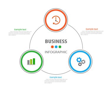 3 seçenek, adım ya da süreç içeren ticari bilgi tasarım şablonu. İş akışı düzeni, diyagram, yıllık rapor, web tasarımı için kullanılabilir