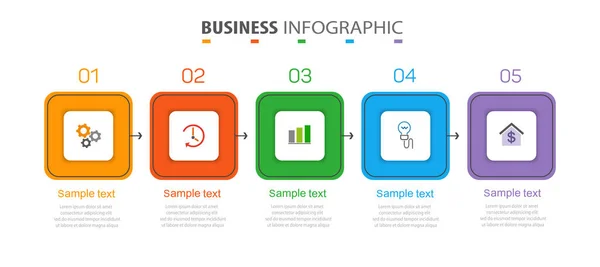 Templat Desain Infografis Bisnis Dengan Opsi Atau Langkah Dapat Digunakan - Stok Vektor