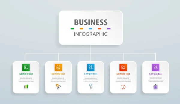 Modèle Conception Infographique Entreprise Avec Options Étapes Peut Être Utilisé — Image vectorielle