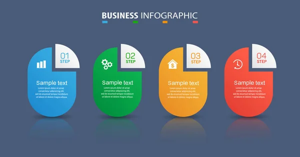 具有4个业务选项的Infographic模板 可用于工作流布局 年度报告 网页设计 步骤或过程 — 图库矢量图片