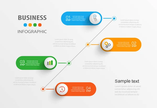 Plantilla Infográfica Con Opciones Para Negocios Puede Utilizar Para Disposición — Archivo Imágenes Vectoriales