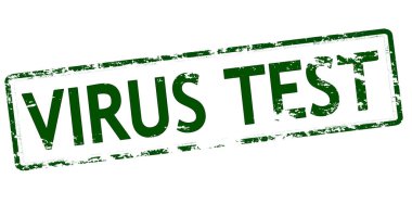 İçinde metin virüsü testi olan lastik damga, vektör illüstrasyonu