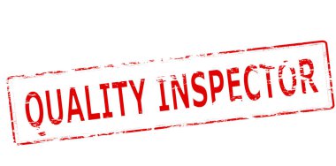 İçinde metin kalitesi müfettişi olan lastik damga, vektör illüstrasyonu