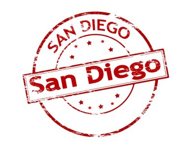 İçinde San Diego metni olan lastik damga, vektör illüstrasyonu