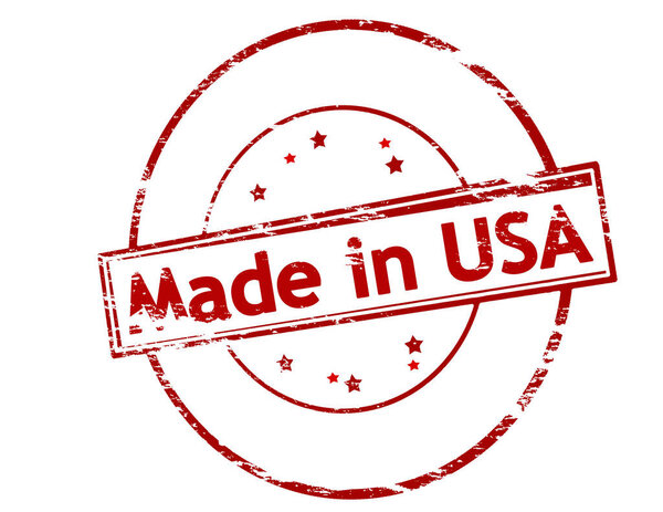 Rubber stamp with text made in USA inside, vector illustration