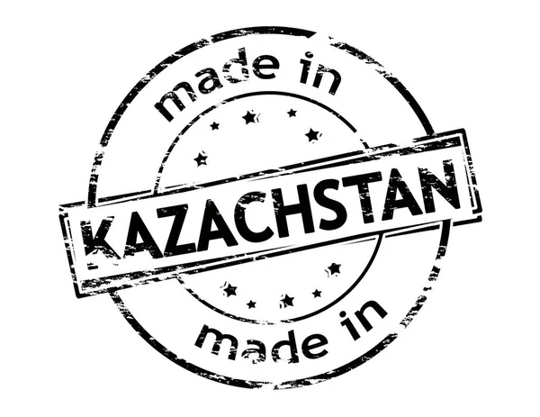 Carimbo Borracha Com Texto Feito Interior Cazaquistão Ilustração Vetorial — Fotografia de Stock
