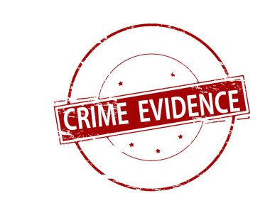 İçinde metin suçları kanıtı olan lastik damga, vektör illüstrasyonu