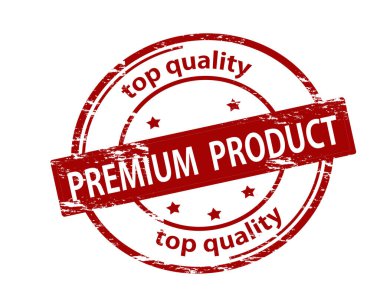 İçinde metin premium ürün olan lastik damga, vektör illüstrasyonu