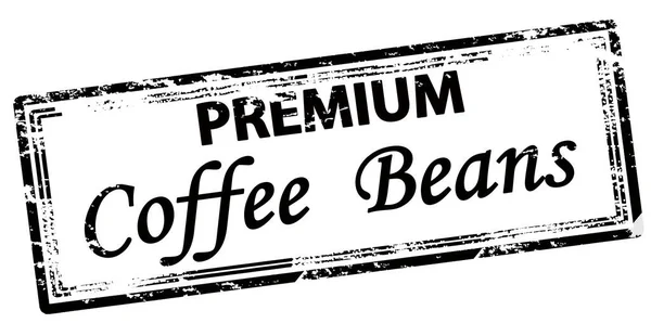 Gummistämpel Med Text Premium Kaffebönor Inuti Vektor Illustration — Stockfoto