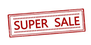 İçinde süper satılık metin olan lastik damga, vektör illüstrasyonu