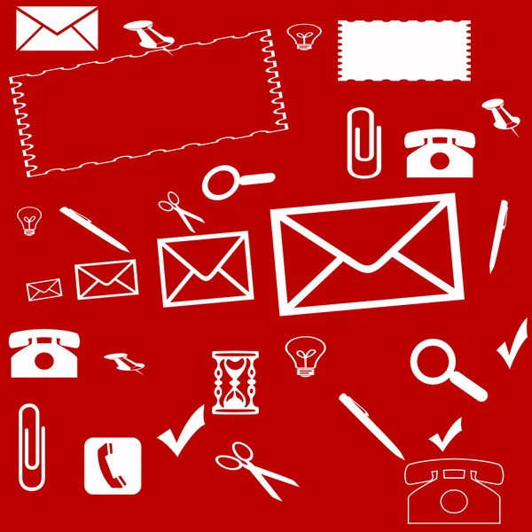 Rode achtergrond met verschillende dingen — Stockvector