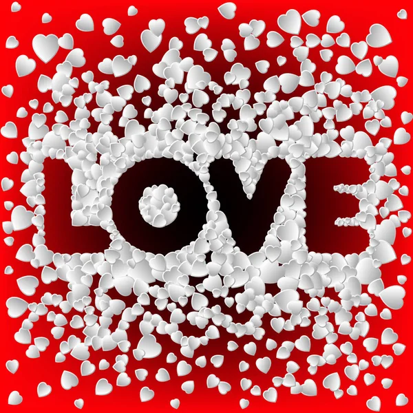 Valentýn Láska Dekorativní Srdce Červeném Pozadí Mnoha Létání Valentines Srdce — Stockový vektor