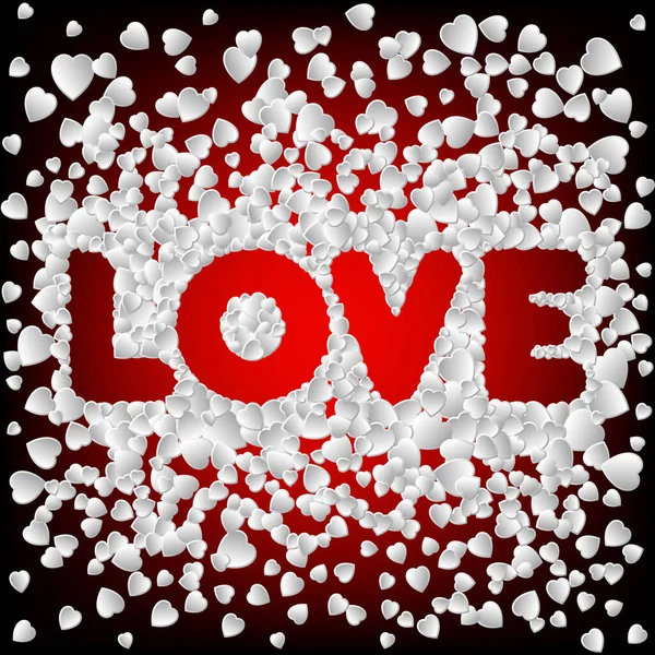 Valentýn Láska Dekorativní Srdce Červeném Pozadí Mnoha Létání Valentines Srdce — Stockový vektor