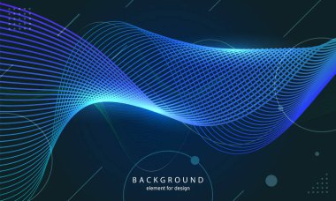 Soyut dalga arkaplanı. Tasarım elementi. Dijital frekans dengeleyici. Tarz sanatı. Eğimli dalgalı çizgi düz çizgi Vektör illüstrasyonu.