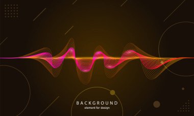 Müzik soyut arka plan. Dijital teknoloji dengeleyici. Ses dalgası desenli. Nabız. Kardiyogram. Parçacıklar ses dalgalarını eşitliyor büyük veri tasarımı. Dinamik ışık akışı. Vektör illüstrasyonu