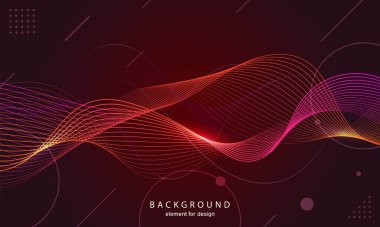 Soyut dalga arkaplanı. Tasarım elementi. Dijital frekans dengeleyici. Tarz sanatı. Eğimli dalgalı çizgi düz çizgi Vektör illüstrasyonu.