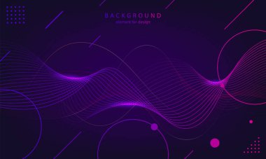 Soyut dalga arkaplanı. Tasarım elementi. Dijital frekans dengeleyici. Tarz sanatı. Eğimli dalgalı çizgi düz çizgi Vektör illüstrasyonu.