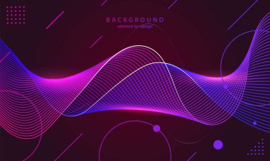 Soyut dalga arkaplanı. Tasarım elementi. Dijital frekans dengeleyici. Tarz sanatı. Eğimli dalgalı çizgi düz çizgi Vektör illüstrasyonu.