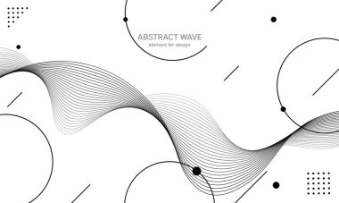 Abstract wave element for design. Digital frequency track equalizer. Stylized line art background. Vector illustration. Wave with lines created using blend tool. Curved wavy line, smooth stripe clipart