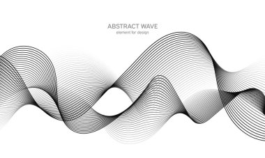 Tasarım için soyut dalga elemanı. Dijital frekans dengeleyici. Tarzlanmış çizgi sanat arka planı. Vektör çizimi. Karıştırma aracı kullanılarak oluşturulan çizgilerle dalga. Dalgalı kıvrımlı çizgi, düz çizgi