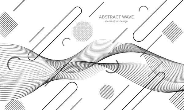 Absztrakt Hullámelem Tervezéshez Digitális Frekvencia Kiegyenlítő Stilizált Vonal Művészet Háttér — Stock Vector