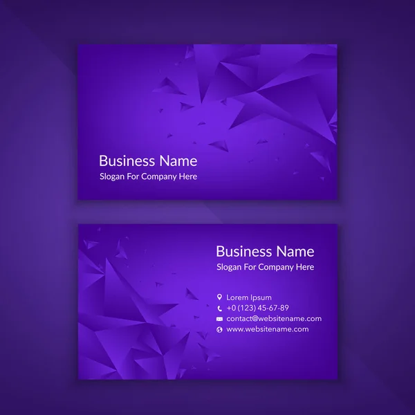 Business Card Template Low Polygon Geometry Purple Background Business Science — Stock Vector