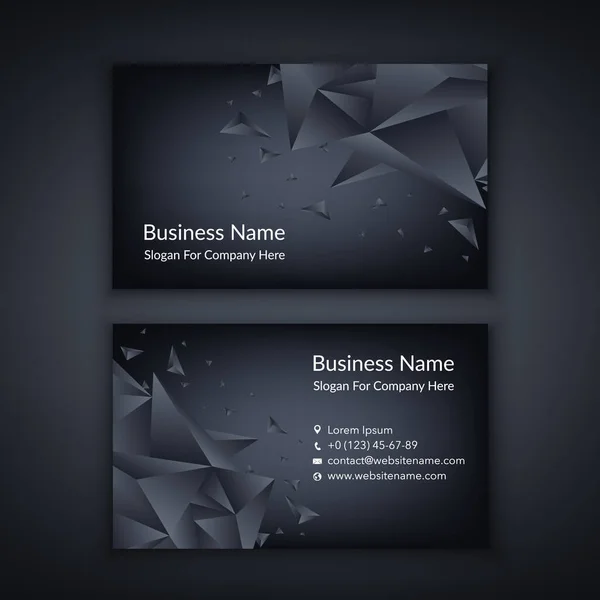 Business Card Template Low Polygon Geometry Black Background Business Science — Stock Vector