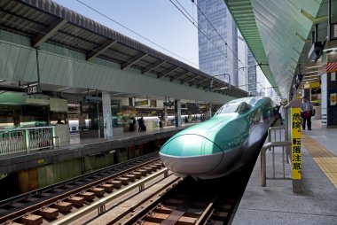  Shinkansen tren Tokyo İstasyonu çeker 