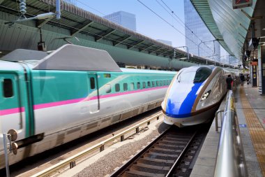  Shinkansen tren Tokyo İstasyonu çeker 