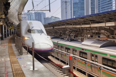  Shinkansen tren Tokyo İstasyonu çeker 