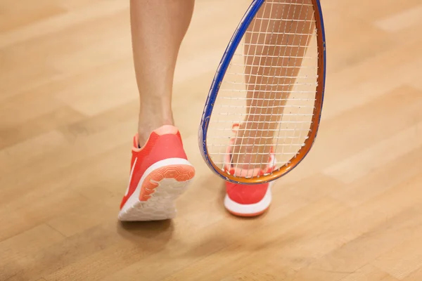 Feminino squash jogador fundo — Fotografia de Stock