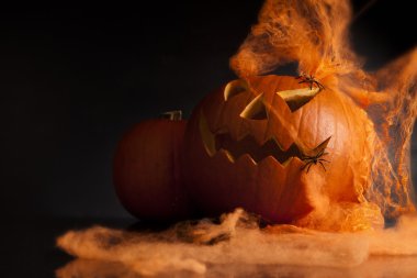 Cadılar Bayramı Balkabağı kafa korkunç yüzü ile nazar jack ürkütücü ve korkunç korku fener