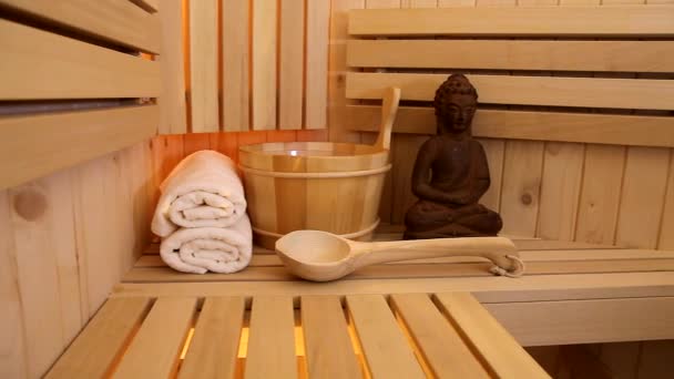 Sauna fayurveda Symbole für Entspannung und innere Schönheit, — Stockvideo