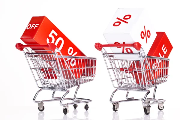 Shopping cart with sales icon — Stock Photo, Image