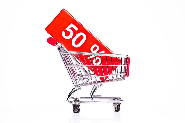 Shopping cart with sales icon — Stock Photo, Image