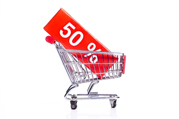 Shopping cart with sales icon — Stock Photo, Image