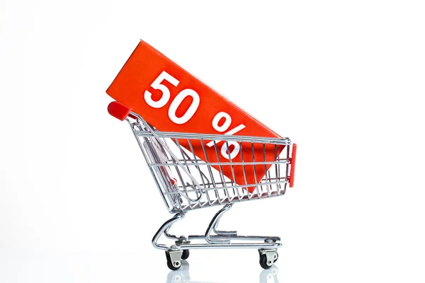 Shopping cart with sales icon — Stock Photo, Image
