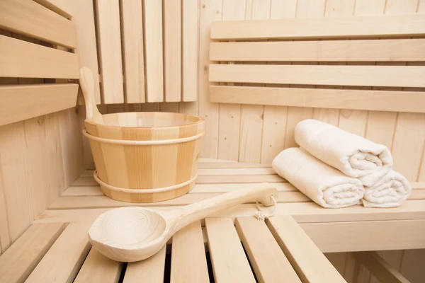 Sauna finlandais, bien-être et accessoires spa — Photo