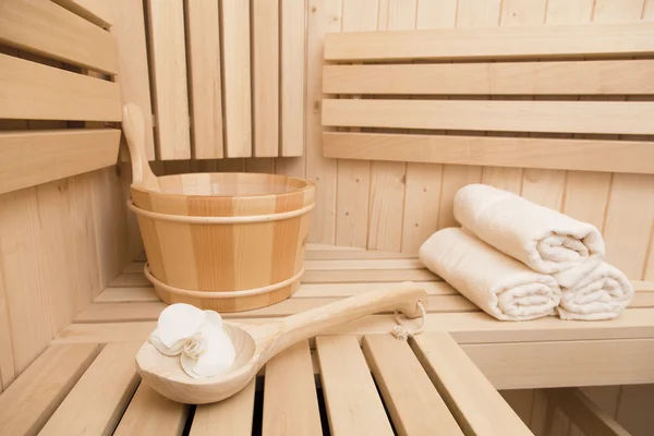 Finnische Sauna, Wellness und Wellness-Accessoires — Stockfoto